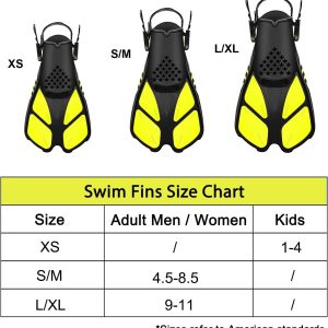 Swim Fins Open Heel, Adjustable and Light Diving Fins with Good Thrust, Travel Size Short Flippers for Snorkeling Swimming （Unisex）