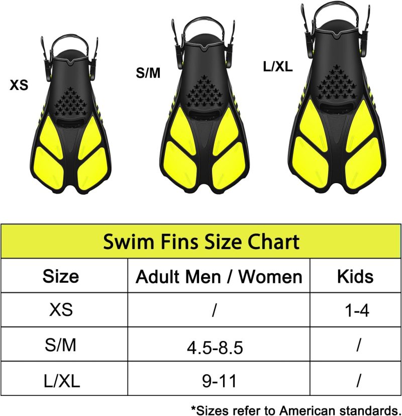 Swim Fins Open Heel, Adjustable and Light Diving Fins with Good Thrust, Travel Size Short Flippers for Snorkeling Swimming （Unisex）