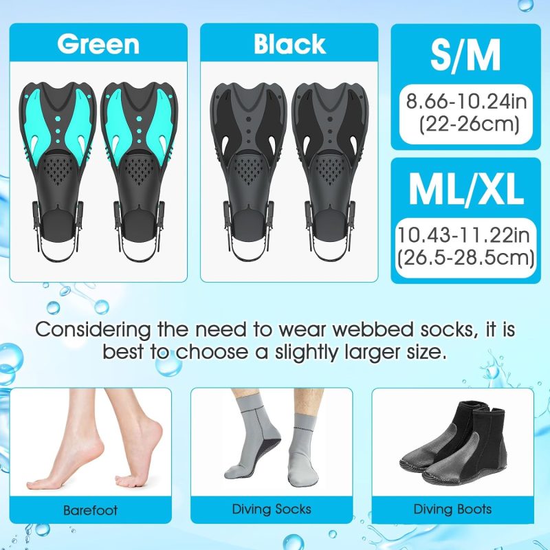 Adult Dving Fins Adjustable Short Swim Fins