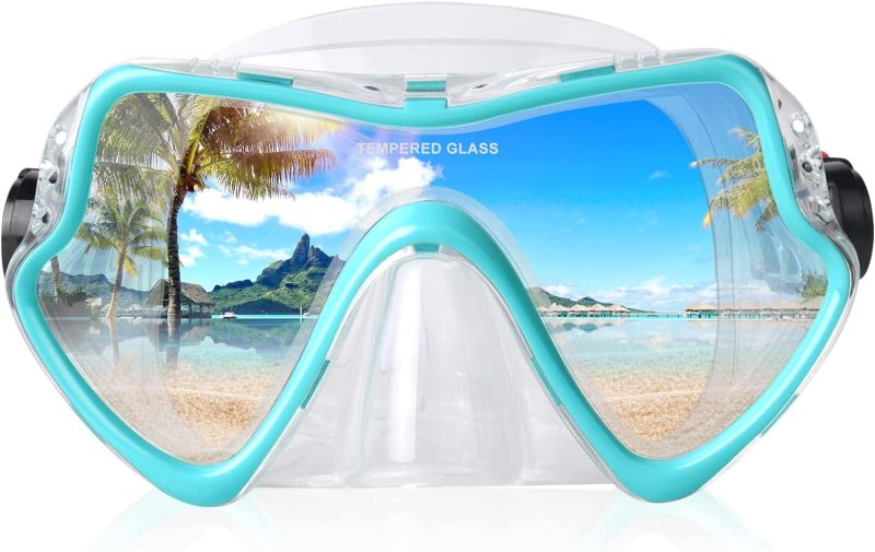 Snorkel Diving Mask, Professional Snorkeling Mask Gear, Ultra Clear Lens with Wide View Tempered Glass Goggles,Anti Leakage Scuba Mask, Silicone Swimming Goggles Mask for Adults, 3 Color