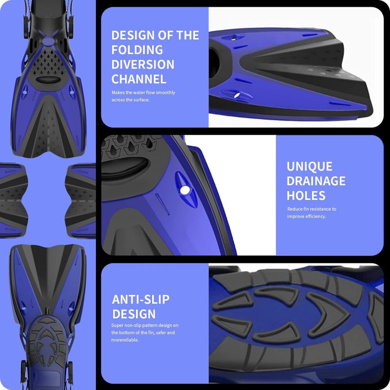 Mask Fins Snorkeling Gear for Adults Men Women, Swim Goggles 180° Panoramic View Diving Mask Anti-Fog Anti-Leak&Dry Top Snorkel and Dive Flippers with Gear Bag for Snorkeling Swimming