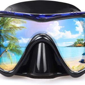 Snorkel Diving Mask, Professional Snorkeling Mask Gear, Ultra Clear Lens with Wide View Tempered Glass Goggles,Anti Leakage Scuba Mask, Silicone Swimming Goggles Mask for Adults, 3 Color