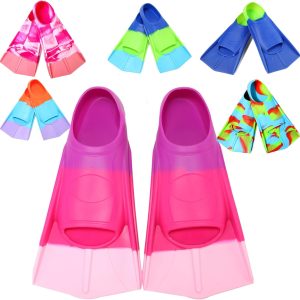 Kids Swim Fins,Short Fins Swimming Flippers for Lap Swimming and Training for Child,Girls,Boys