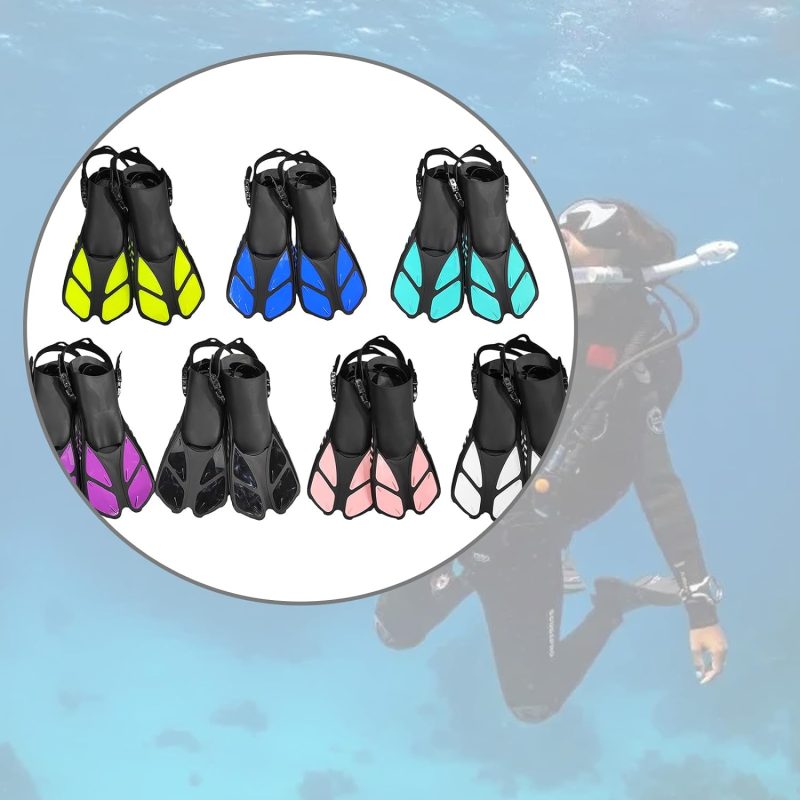 Adjustable Hasps Snorkels Fins Short Swimming Fins Open Heel Swim Flippers for Snorkeling Divings Swimming Open Heel Swim Flippers