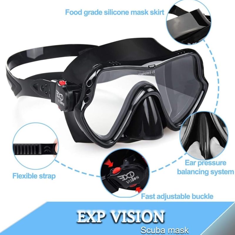Snorkel Diving Mask, Professional Snorkeling Mask Gear, Ultra Clear Lens with Wide View Tempered Glass Goggles,Anti Leakage Scuba Mask, Silicone Swimming Goggles Mask for Adults, 3 Color