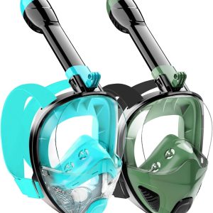 Full Face Snorkel Mask for Adults Teen, Snorkeling Gear with Detachable Camera Mount,Panoramic 180° View, Anti-Fog Anti-Leak Snorkling Set for Man and Women