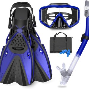 71Rpqzca1LL._AC_SL1500-20240618-094543 Mask Fins Snorkeling Gear for Adults Men Women, Swim Goggles 180° Panoramic View Diving Mask Anti-Fog Anti-Leak&Dry Top Snorkel and Dive Flippers with Gear Bag for Snorkeling Swimming