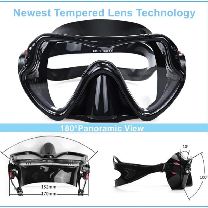 Snorkel Diving Mask, Professional Snorkeling Mask Gear, Ultra Clear Lens with Wide View Tempered Glass Goggles,Anti Leakage Scuba Mask, Silicone Swimming Goggles Mask for Adults, 3 Color
