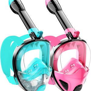 Full Face Snorkel Mask for Adults Teen, Snorkeling Gear with Detachable Camera Mount,Panoramic 180° View, Anti-Fog Anti-Leak Snorkling Set for Man and Women