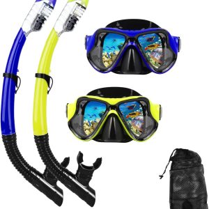 Snorkeling Gear for Adults Snorkel mask Set Scuba Diving mask Dry Snorkel Swimming Glasses Swim Dive mask Nose Cover Youth Free Diving
