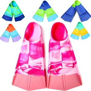 Kids Swim Fins,Short Fins Swimming Flippers for Lap Swimming and Training for Child,Girls,Boys