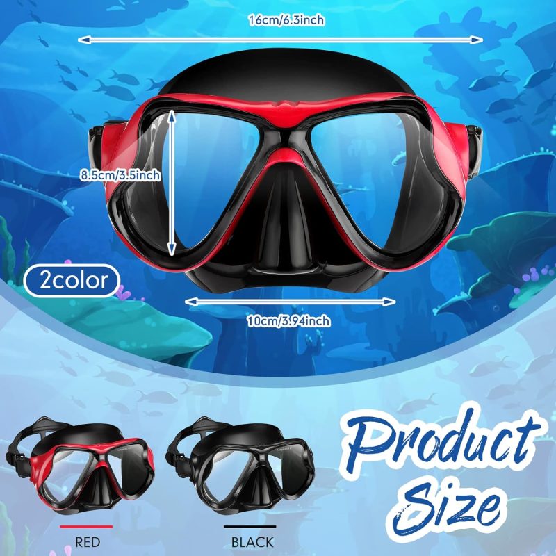 2 Pack Swim Mask for Adult Swimming Snorkel Goggles with Nose Cover Anti Fog Clear View Tempered Glass for Diving Swimming