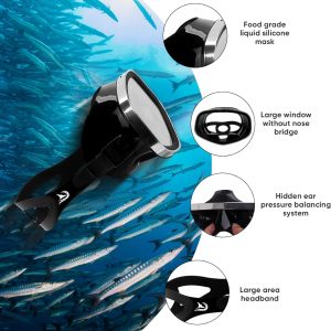 Scuba Mask with Drain Valve Wide View Suitable for Adults Scuba Diving, Free Diving, and Snorkeling Goggles Mask…