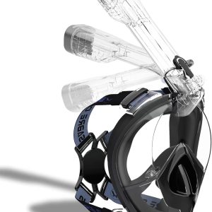 Full Face Snorkel Mask Adults with Ear Pressure Equalizer, Fully Enclosed CO2 Outflow, Silicone Bonding Anti-Leak&Fog,Buckle Folding for Portability