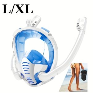 Adult double tube full face mask breathing tube mask, anti-fog and anti-leakage 180° viewing Angle diving goggles, diving swimming snorkeling equipment