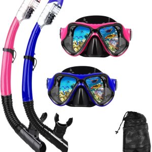Snorkeling Gear for Adults Snorkel mask Set Scuba Diving mask Dry Snorkel Swimming Glasses Swim Dive mask Nose Cover Youth Free Diving