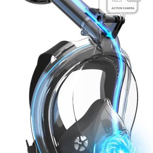 Elecctric Free Breathing Full Face Snorkel Mask for Adult - 180°Panoramic View/Anti-Fog/Anti-Leak Scuba mask with Camera Mount,Snorkeling Gear for Adults