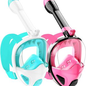 Full Face Snorkel Mask for Adults Teen, Snorkeling Gear with Detachable Camera Mount,Panoramic 180° View, Anti-Fog Anti-Leak Snorkling Set for Man and Women