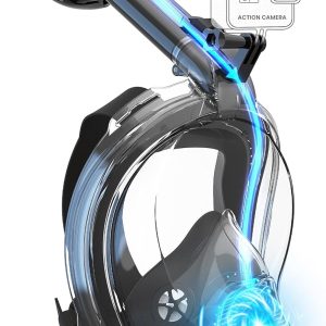 Elecctric Free Breathing Full Face Snorkel Mask for Adult - 180°Panoramic View/Anti-Fog/Anti-Leak Scuba mask with Camera Mount,Snorkeling Gear for Adults