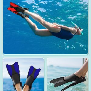 Snorkel Fins Adjustable Open Heel Fins,Dive Fins Light and Strong Thrust,Anti Slip Design Swim Fins,Travel Size Short Snorkeling Flippers,Swim Flippers for Adult Women Men.
