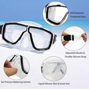 2022 Version Adults Mask Fins Snorkel Set, Snorkeling Gear for Adult with Fins, Snorkel Sets with Flippers, Adult Anti Leak Scuba Gear with Adjustable Fins Diving Mask Full Dry Top Snorkel with Bag