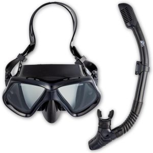 Snorkel Set – Diving Mask and Dry Snorkel Set – Anti-Fog Scuba Mask – Panoramic Wide-View Adult Snorkel Set – Snorkeling Mask for Adults – Scuba Diving Gear for Men and Women