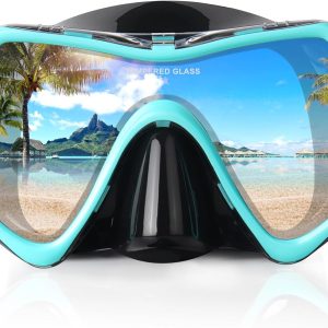 Snorkel Diving Mask, Professional Snorkeling Mask Gear, Ultra Clear Lens with Wide View Tempered Glass Goggles,Anti Leakage Scuba Mask, Silicone Swimming Goggles Mask for Adults, 3 Color