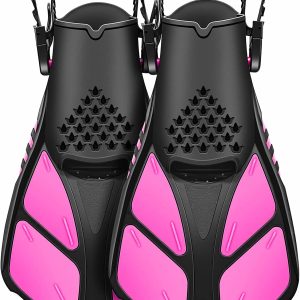 Swim Fins Open Heel, Adjustable and Light Diving Fins with Good Thrust, Travel Size Short Flippers for Snorkeling Swimming （Unisex）