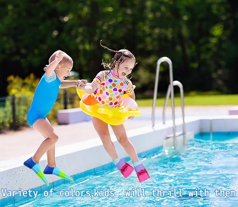 Kids Swim Fins,Short Fins Swimming Flippers for Lap Swimming and Training for Child,Girls,Boys