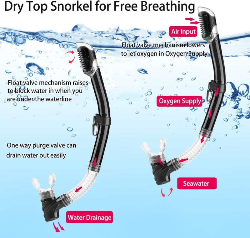2022 Version Adults Mask Fins Snorkel Set, Snorkeling Gear for Adult with Fins, Snorkel Sets with Flippers, Adult Anti Leak Scuba Gear with Adjustable Fins Diving Mask Full Dry Top Snorkel with Bag