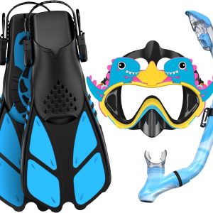 Kids Snorkel Mask Fins Set for 3-8 Years Old Boys Girls Youth Junior with Carrying Bag for Snorkeling Swimming Freediving