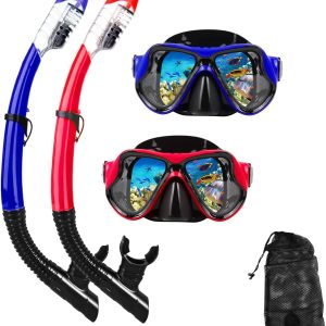 Snorkeling Gear for Adults Snorkel mask Set Scuba Diving mask Dry Snorkel Swimming Glasses Swim Dive mask Nose Cover Youth Free Diving