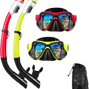 Snorkeling Gear for Adults Snorkel mask Set Scuba Diving mask Dry Snorkel Swimming Glasses Swim Dive mask Nose Cover Youth Free Diving