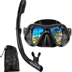 Snorkeling Gear for Adults Snorkel mask Set Scuba Diving mask Dry Snorkel Swimming Glasses Swim Dive mask Nose Cover Youth Free Diving