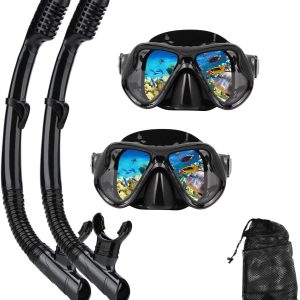 Snorkeling Gear for Adults Snorkel mask Set Scuba Diving mask Dry Snorkel Swimming Glasses Swim Dive mask Nose Cover Youth Free Diving