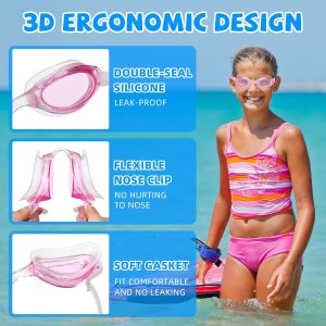 4 Pcs Swim Training Set Swimming Goggles Swim Cap Youth Swimming Fins Silicone Flippers Kickboard for Kids