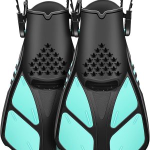 Swim Fins Open Heel, Adjustable and Light Diving Fins with Good Thrust, Travel Size Short Flippers for Snorkeling Swimming （Unisex）