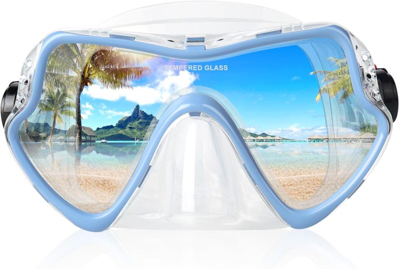Snorkel Diving Mask, Professional Snorkeling Mask Gear, Ultra Clear Lens with Wide View Tempered Glass Goggles,Anti Leakage Scuba Mask, Silicone Swimming Goggles Mask for Adults, 3 Color