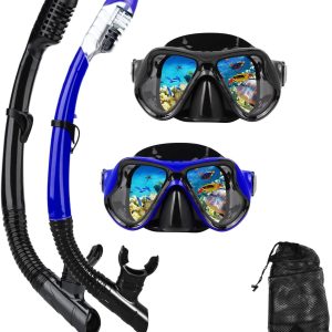 Snorkeling Gear for Adults Snorkel mask Set Scuba Diving mask Dry Snorkel Swimming Glasses Swim Dive mask Nose Cover Youth Free Diving
