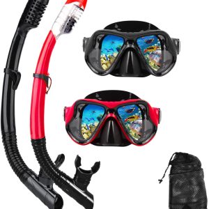 Snorkeling Gear for Adults Snorkel mask Set Scuba Diving mask Dry Snorkel Swimming Glasses Swim Dive mask Nose Cover Youth Free Diving