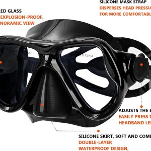 Snorkeling Gear for Adults Snorkel mask Set Scuba Diving mask Dry Snorkel Swimming Glasses Swim Dive mask Nose Cover Youth Free Diving