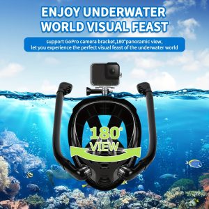 Adult double tube full face mask breathing tube mask, anti-fog and anti-leakage 180° viewing Angle diving goggles, diving swimming snorkeling equipment