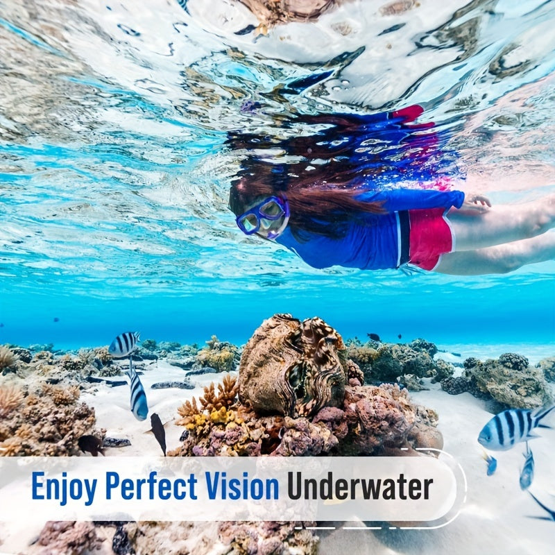 Premium Dry Top Snorkel Set - Impact hardened glass scuba mask, waterproof and fog free lenses for optimal viewing, easy to adjust shoulder strap, snorkeling gear