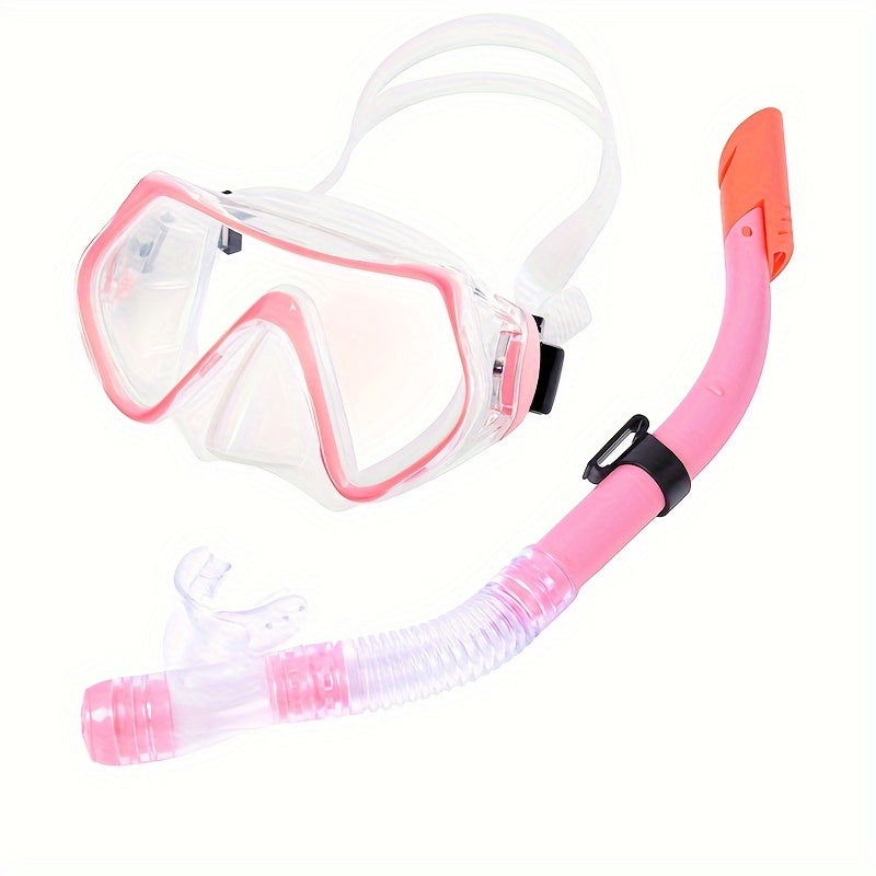 1 set of snorkeling equipment, diving goggles with snorkel, large-frame swimming goggles