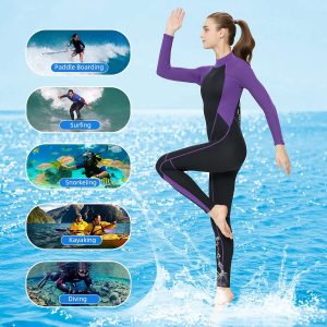 Full Body Wetsuit Men and Women 3mm Neoprene Keep Warm Back Zipper for Diving Surfing Snorkeling Kayaking Water Sports