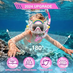 Kids Snorkel Mask Fins Set for 3-8 Years Old Boys Girls Youth Junior with Carrying Bag for Snorkeling Swimming Freediving