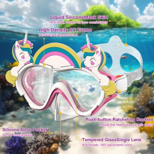Kids Snorkel Mask Fins Set for 3-8 Years Old Boys Girls Youth Junior with Carrying Bag for Snorkeling Swimming Freediving