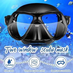 2 Pack Swim Mask for Adult Swimming Snorkel Goggles with Nose Cover Anti Fog Clear View Tempered Glass for Diving Swimming