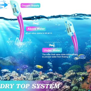 Kids Mask Fins Snorkel Set, Dry Top Snorkeling Gear for Kids Youth Boys Girls Junior Age 5-15 Tempered Glass Snorkel Mask Set Panoramic View Snorkeling Packages