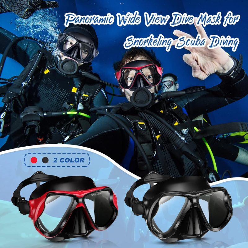 2 Pack Swim Mask for Adult Swimming Snorkel Goggles with Nose Cover Anti Fog Clear View Tempered Glass for Diving Swimming